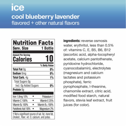 Vitaminwater® Zero Sugar Ice Cool Blueberry Lavender Flavored Bottled Water Perspective: top