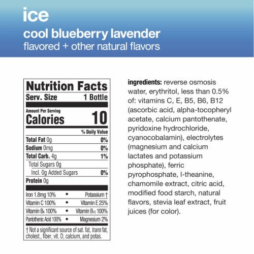 Vitaminwater® Zero Sugar Ice Cool Blueberry Lavender Flavored Bottled Water Perspective: top