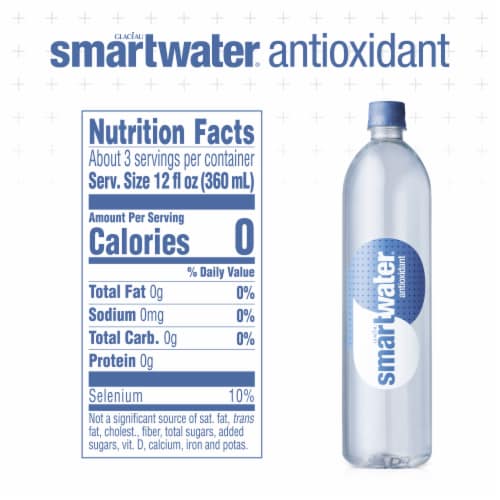 Smartwater Antioxidant Water Premium Vapor Distilled Electrolyte Water Bottles Perspective: top