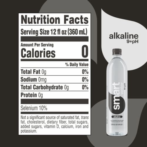 Glaceau Smartwater Alkaline Vapor Distilled Ionzied Bottled Water Perspective: top