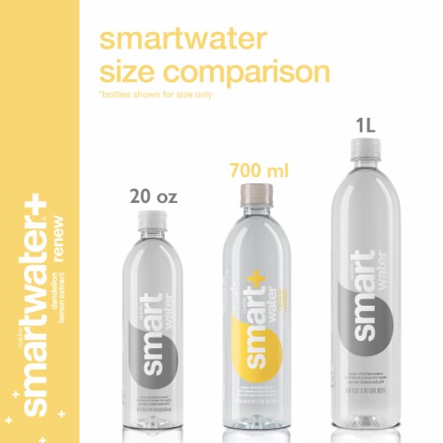 Smartwater+ Renew Vapor Distilled Electrolyte Dandelion Lemon Flavored Bottled Water Perspective: top