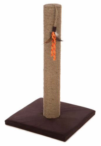 SmartyKat Simply Scratcher Scratching Post with Feather Toy for Cats - Jute Perspective: top