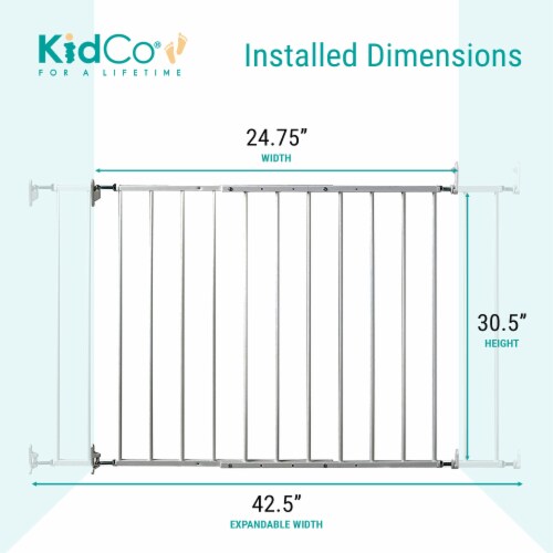 KidCo G2000 Safeway Top of Stairs Quick Release Baby Gate, 42.5 x 30.5 In, White Perspective: top
