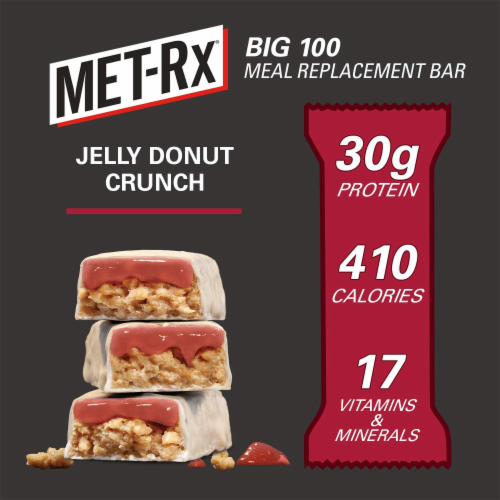 Met-RX USA 380339 Big 100 Bar Jelly Donut, 9 Per Box Perspective: top