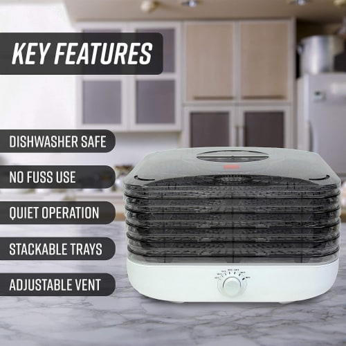 Ronco Turbo EZ-Store 5-Tray Dehydrator with Convection Air Flow, Food Preserver Adjustable T Perspective: top