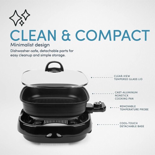 Aroma Housewares ASP-218B Grillet 4Qt. 3-in-1 Cool-Touch Electric Indoor Grill Portable, Dis Perspective: top