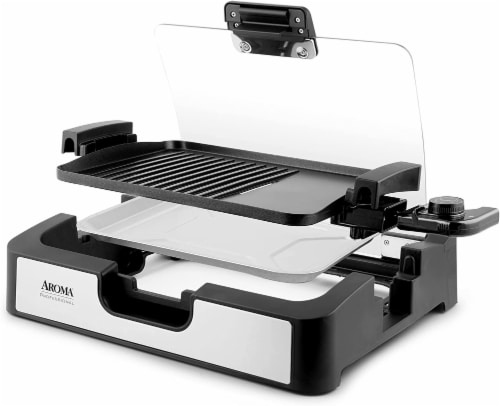 Aroma Housewares AHG-2620 Smokeless Indoor Use Electric, Compact and Portable Grill Grate an Perspective: top