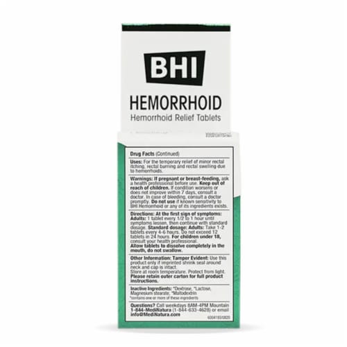 MediNatura BHI Homeopathic Hemorrhoid Relief, 100 Tablets Perspective: top