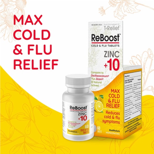 MediNatura T-Relief™ ReBoost™ Zinc +10 Cold & Flu Tablets Perspective: top