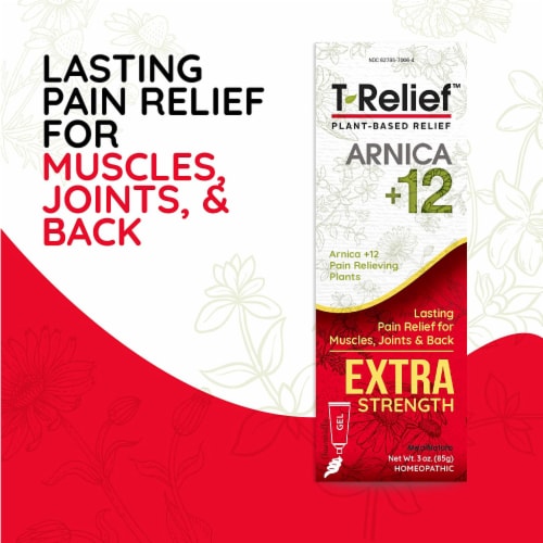 MediNatura T-Relief Extra Strength Homeopathic Gel Arnica +12 Natural Relieving Actives,3 Oz Perspective: top