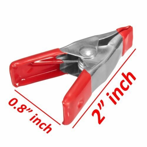 Wideskall 2  inch Mini Metal Spring Clamps w/ Red Rubber Tips Clips (Pack of 12) Perspective: top
