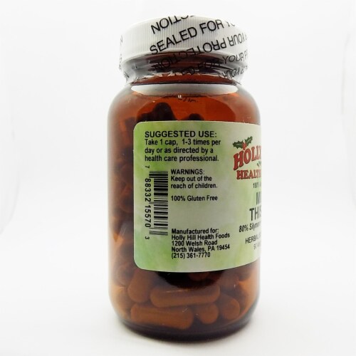 Holly Hill Health Foods, 100% Vegetarian Milk Thistle, 90 Vegetarian Capsules Perspective: top
