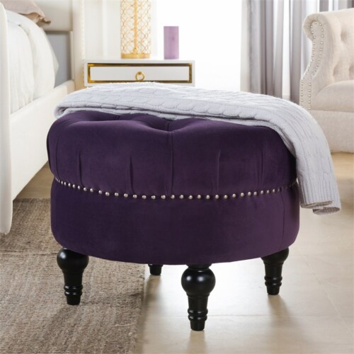 Purple on sale tufted ottoman