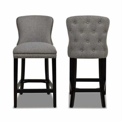 Sonoma 28  Upholstered Counter Height Bar Stool (Set of 2) Dark Heathered Grey Perspective: top