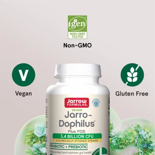 Jarrow Formulas® Jarro-Dophilus® + FOS Probiotic + Prebiotic Capsules - Refrigerated Perspective: top