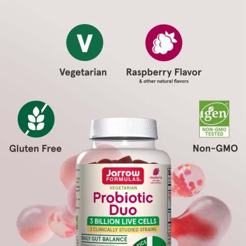 Jarrow Formulas® Probiotic Duo Raspberry Flavored Gummies Perspective: top