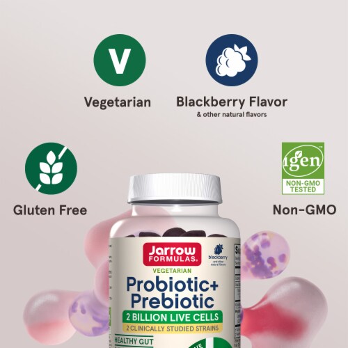 Jarrow Formulas® Probiotic+ Prebiotic Blackberry Flavored Gummies Perspective: top