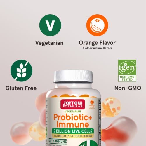Jarrow Formulas® Probiotic+ Immune Orange Flavored Gummies Perspective: top