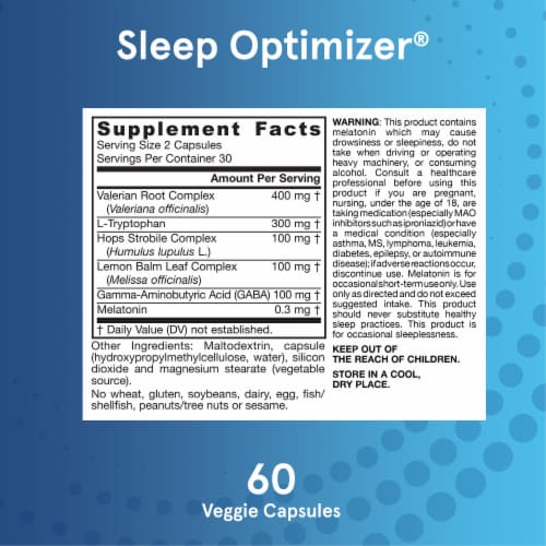 Jarrow Formulas® Sleep Optimizer® Herbal and Amino Acid Blend Capsules Perspective: top