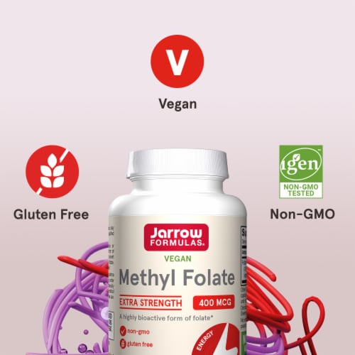 Jarrow Formulas® Extra Strength Methyl Folate Capsules Perspective: top
