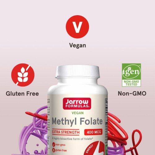 Jarrow Formulas® Extra Strength Methyl Folate Capsules 400 mcg Perspective: top