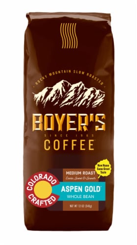 Boyer's Coffee™ Aspen Gold™ Medium Roast Whole Bean Coffee Perspective: top