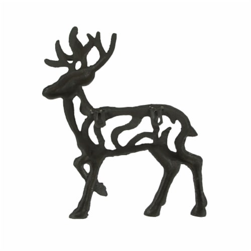Rustic Brown Cast Iron Open Work Deer Wall Hanging 11.5 Inches High Buck Stag Perspective: top