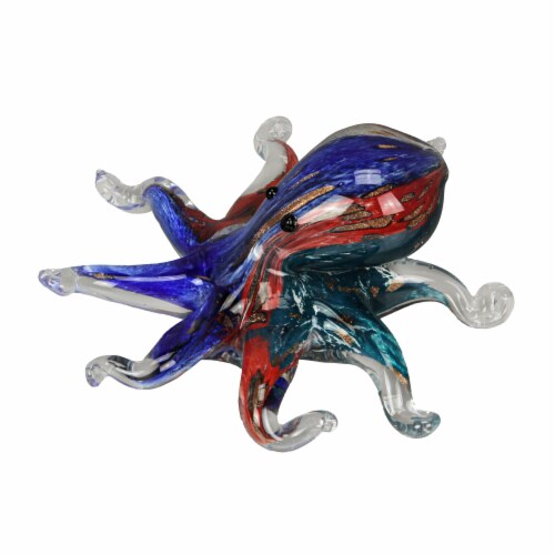 7 In Multicolor Blown Glass Octopus Paperweight Figurine Home Decor Sculpture Perspective: top