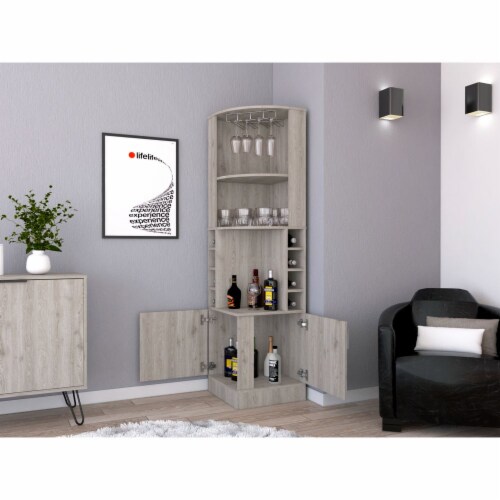 Gray corner bar cabinet online