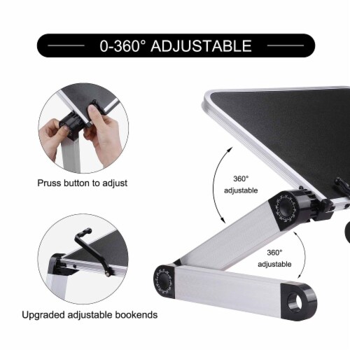 RAINBEAN Aluminum Adjustable and Foldable Portable Desk Book Holder in Black Perspective: top