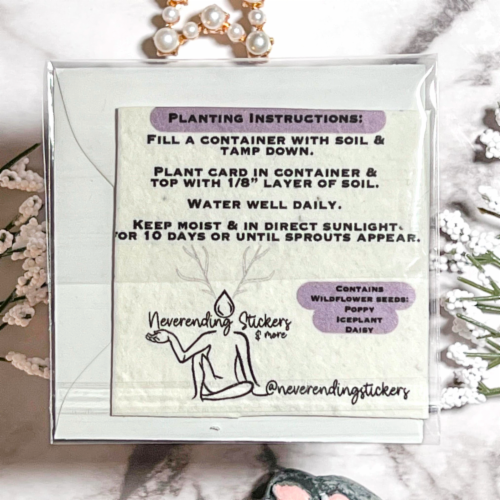 Mini Greeting Card - Wildflower Seeded - 3x3 - Edgar Allen Poe All I loved, I Loved Alone Perspective: top