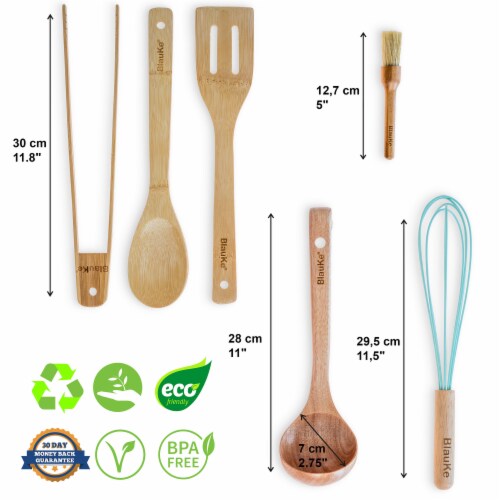 Zulay Kitchen Teak Wooden Cooking Spoons (6 Pc Set), 6 - Kroger