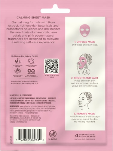 Burt's Bees Rose Calming Sheet Mask Perspective: top