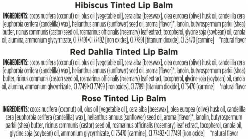 Burts Bees Holiday Minis Tinted Lip Balm Gift Set Hibiscus Red Dahlia Rose Perspective: top