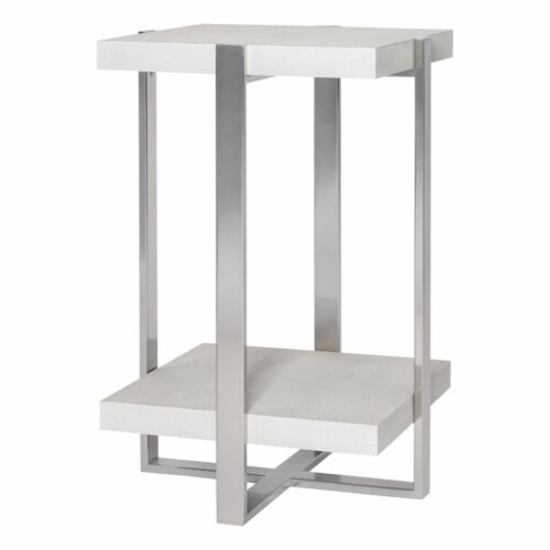 Uttermost Arnaut Steel and MDF Wood Accent Table in Milk White Perspective: top