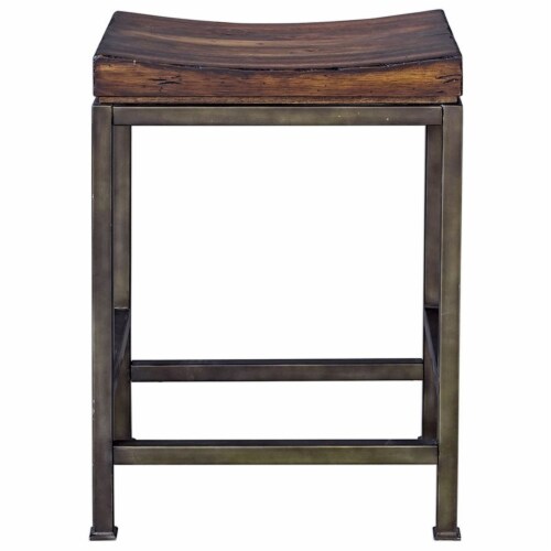 Uttermost Beck 24 Wood and Metal Counter Stool in Walnut and Brushed Steel Perspective: top