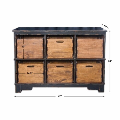 Uttermost Ardusin Transitional Wood Hobby Cupboard in Black Finish Perspective: top