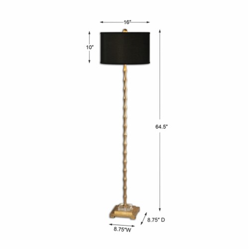 Uttermost Quindici Metal Crystal and Fabric Bamboo Floor Lamp in Gold Black 1 Kroger