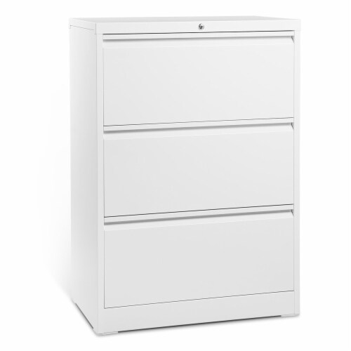 AOBABO 3 Drawer Lateral File Cabinet w/ Lock for Letter/Legal Size Paper, White Perspective: top
