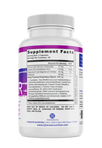 Lyberate Nutrition | SLUMBER: Natural Sleep Aid Formula Perspective: top