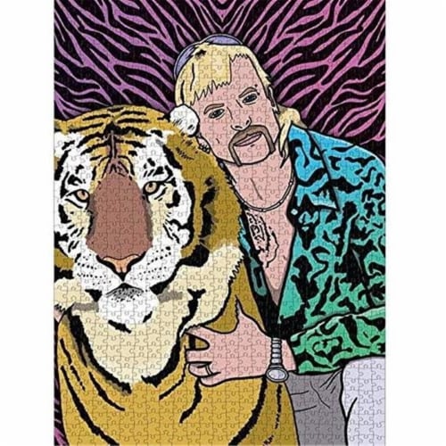 Cuddly Joe Tiger King Jigsaw Puzzle 1000ct Piece Pop Culture Premium Quality Chunky Custard Perspective: top