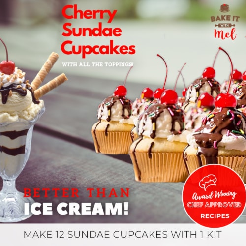Bake it with Mel - DIY Cherry Sundae Cupcake Kit Perspective: top