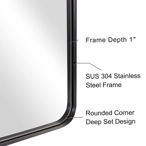 ANDY STAR Modern 22 x 30 Inch Rectangular Hanging Bathroom Mirror, Matte Black Perspective: top