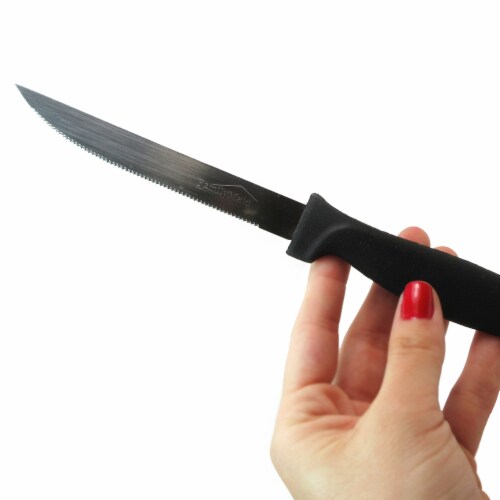6 Piece Steak Knives Knife Set Kitchen Utensil Home Slice Cutlery Serrated Black Perspective: top