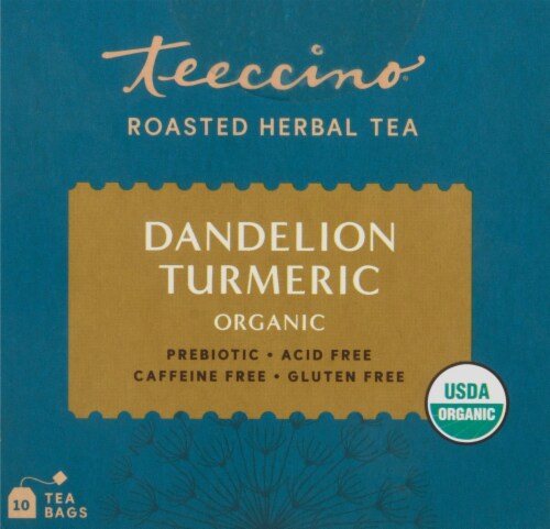 Teeccino® Organic Dandelion Turmeric Roasted Herbal Tea Bags Perspective: top