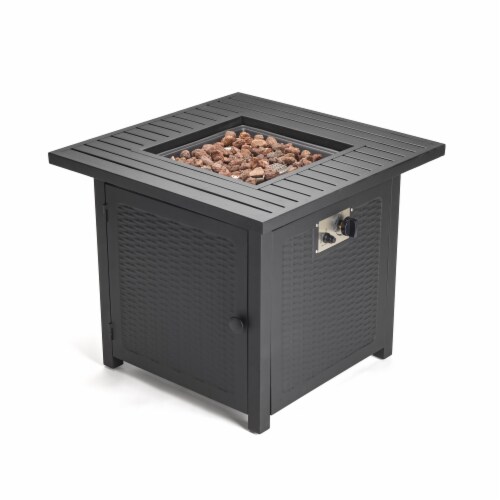 28  Outdoor Propane Gas Fire Pit With Cover & Lava Rock, Camping, Patio Perspective: top