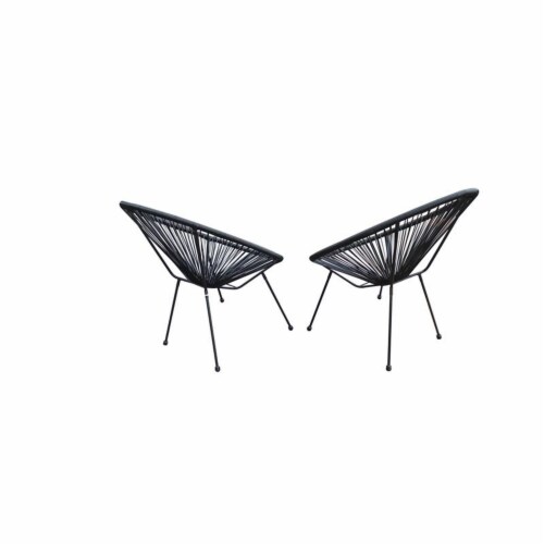 Luxury Living Furniture Egg Shaped Papasan Acapulco Chair Set of 2 in Black Perspective: top