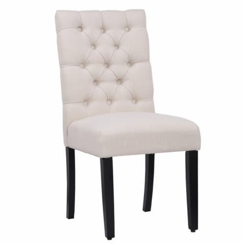 Costaelm Jameson Fabric Tufted Dining Side Chair in Beige Perspective: top