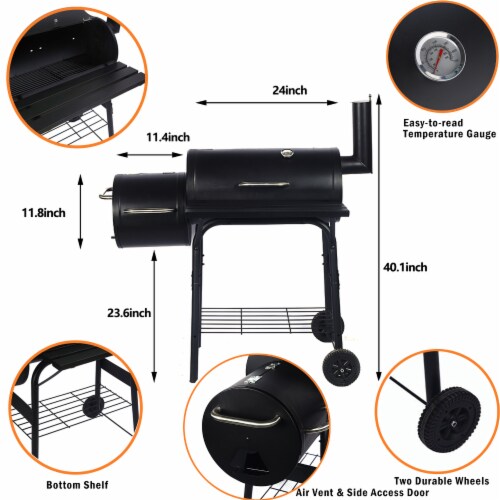 Ktaxon BBQ Grill Outdoor Charcoal Grill Offset Smoker for Patio Backyard