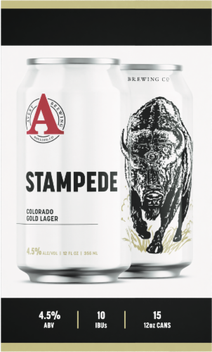 Avery Stampede Gold Lager Craft Beer Cans Perspective: top